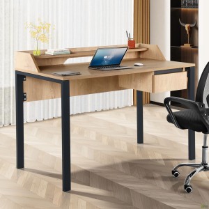 Компьютерный стол Pluto Top SH (1200х600х750Н) Дуб Эндгрейн/Черный графит