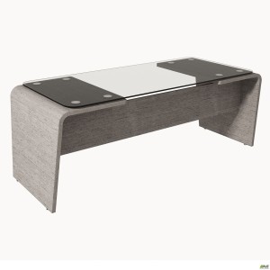 Стіл керівника скло AT-102 (2075х800х760) Венге сірий/графіт