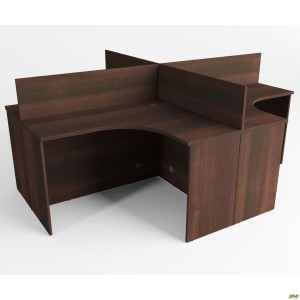 4-Person Workstation MG-341 (2418x2048x750mm) Dark walnut 4-Person Workstation MG-341 (2418x2048x750mm) Dark walnut