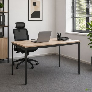 Turin Knock-down Desk (1000x600x750H) Black graphite/Sonoma oak
