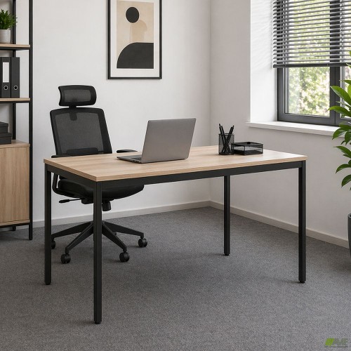Turin Knock-down Desk (1000x600x750H) Black graphite/Sonoma oak