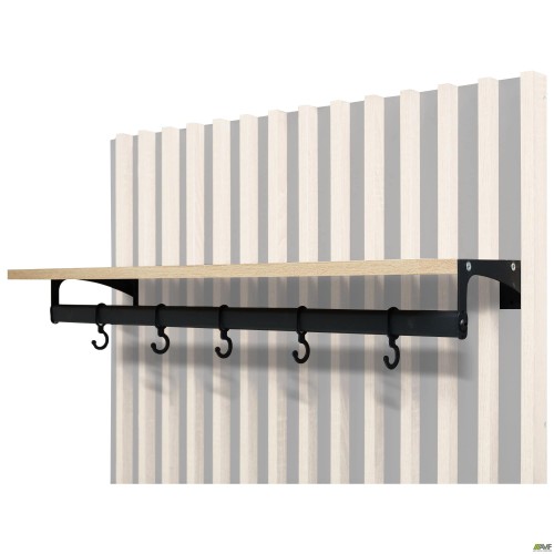Wall coat rack with shelf Welcome (750x252x88mm) black graphite, Sonoma Oak