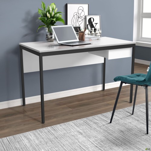 Oslo Desk with drawer (1187x600x750) Black graphite, White