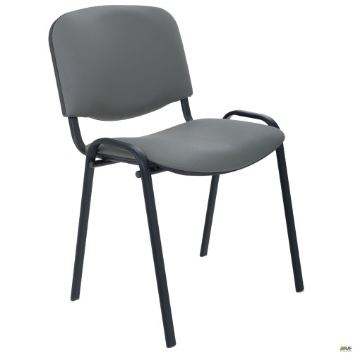 Iso chair, black frame, grey faux leather PVC