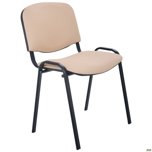 Iso chair, black frame, beige faux leather PVC
