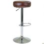 Rondo hocker bar stool, chrome, Madras dk brown, C-shaped footrest