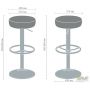 Rondo hocker bar stool, chrome, Madras dk brown, C-shaped footrest