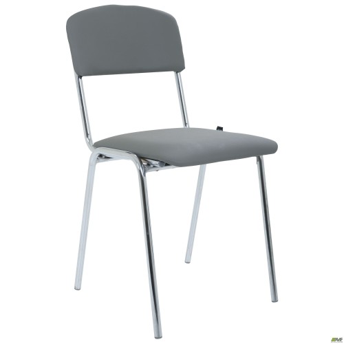 Master chair, chrome frame, grey faux leather