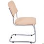 Quest chair, aluminum-color frame, beige faux leather