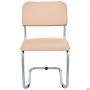 Quest chair, aluminum-color frame, beige faux leather