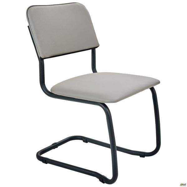 Quest chair, black frame, grey faux leather