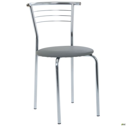 Markos chair, chrome frame, grey faux leather