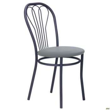 Veles chair, black frame, grey faux-leather seat