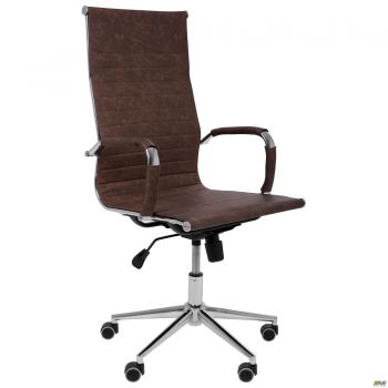 Крiсло Slim HB Хром Tilt WAX Coffee