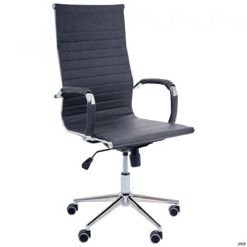 Крiсло Slim HB Хром Tilt WAX Black Grey