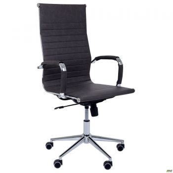 Крiсло Slim HB Хром Tilt WAX Dark Grey