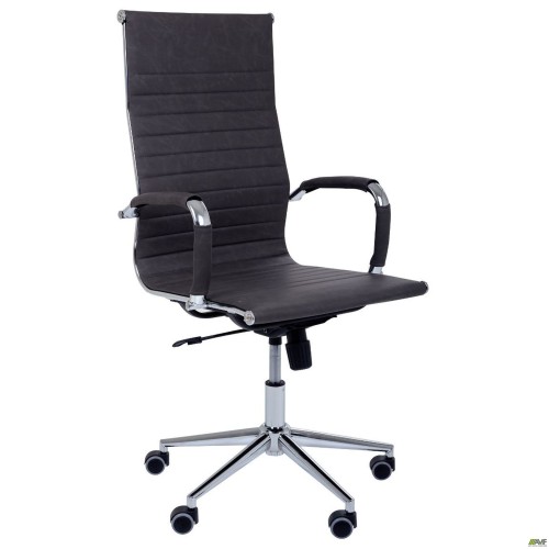 Slim HB Chrome Chair, Tilt – Wax Dark Grey