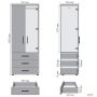 Шафа гардеробна City-902 дві двері 3 шухляди (760х500х1930Н) Антрацит