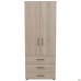 City-902 wardrobe, two doors, 3 drawers (760x500x1930H) Sonoma Oak