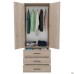 City-902 wardrobe, two doors, 3 drawers (760x500x1930H) Sonoma Oak