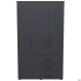 Шафа гардеробна City-903L три двері 3 шухляди (1120х500х1930Н) Антрацит