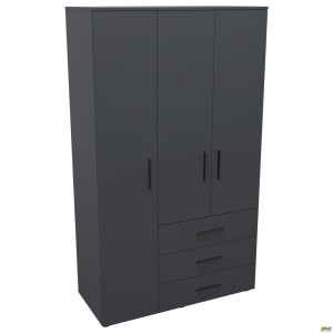 Шафа гардеробна City-903L три двері 3 шухляди (1120х500х1930Н) Антрацит