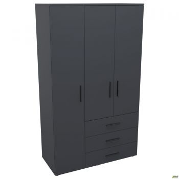 Шафа гардеробна City-903L три двері 3 шухляди (1120х500х1930Н) Антрацит