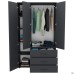 Шафа гардеробна City-903L три двері 3 шухляди (1120х500х1930Н) Антрацит
