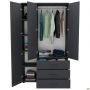 Шафа гардеробна City-903L три двері 3 шухляди (1120х500х1930Н) Антрацит