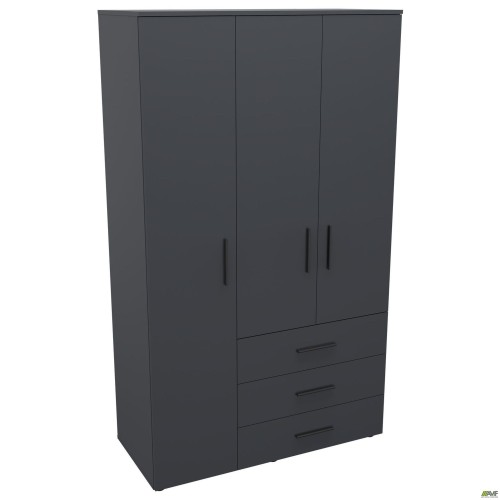 Шафа гардеробна City-903L три двері 3 шухляди (1120х500х1930Н) Антрацит