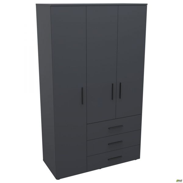 Шафа гардеробна City-903L три двері 3 шухляди (1120х500х1930Н) Антрацит