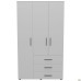 City-903L wardrobe, three doors, 3 drawers (1120x500x1930H) White, left-hand layout