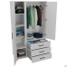 City-903L wardrobe, three doors, 3 drawers (1120x500x1930H) White, left-hand layout