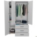 City-903L wardrobe, three doors, 3 drawers (1120x500x1930H) White, left-hand layout