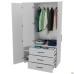 City-903L wardrobe, three doors, 3 drawers (1120x500x1930H) White, left-hand layout