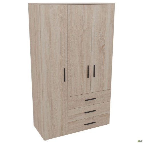 Шкаф гардеробный City-903L три двери 3 ящика (1120х500х1930Н) Дуб Сонома