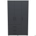 Шафа гардеробна City-903R три двері 3 шухляди (1120х500х1930Н) Антрацит