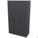 Шафа гардеробна City-903R три двері 3 шухляди (1120х500х1930Н) Антрацит