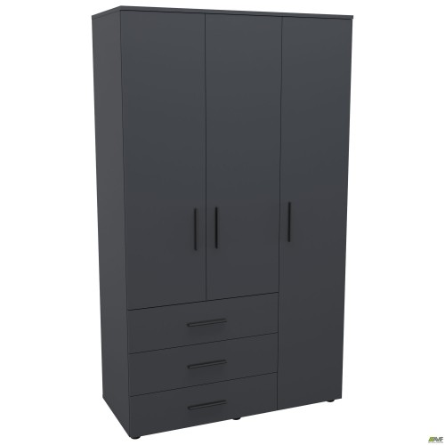 Шафа гардеробна City-903R три двері 3 шухляди (1120х500х1930Н) Антрацит