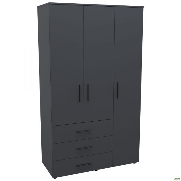 Шафа гардеробна City-903R три двері 3 шухляди (1120х500х1930Н) Антрацит