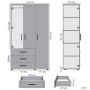 Шафа гардеробна City-903R три двері 3 шухляди (1120х500х1930Н) Антрацит