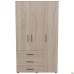 City-903R wardrobe, three doors, 3 drawers (1120x500x1930H) Sonoma Oak, right-hand layout