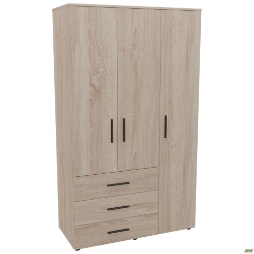 City-903R wardrobe, three doors, 3 drawers (1120x500x1930H) Sonoma Oak, right-hand layout