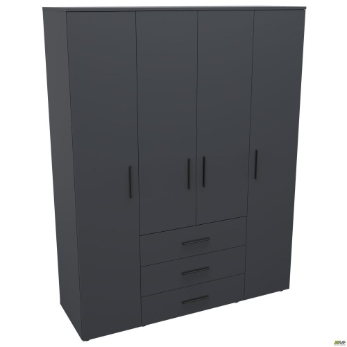 City-904 wardrobe, four doors, 3 drawers (1500x500x1930H) Anthracite