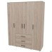 Шкаф гардеробный City-904 четыре двери 3 ящика (1500х500х1930Н) Дуб Сонома