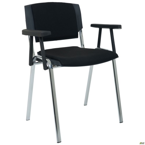 Prizma chair, chrome frame with armrests, fabric A-01