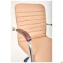 Rumba-RC chair, chrome, walnut-tone armrests, beige faux leather