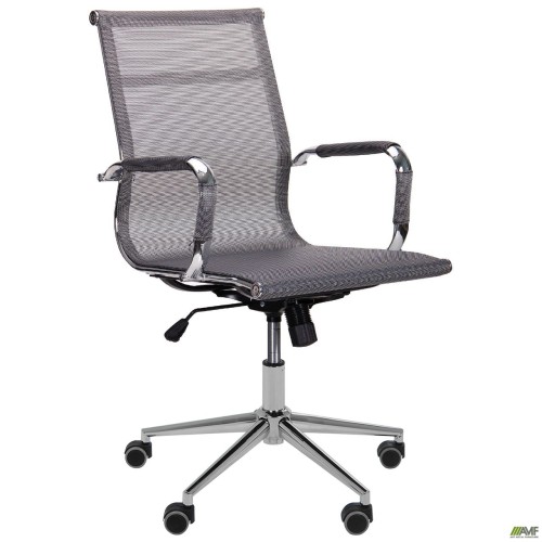 Slim Net LB Chair, Chrome, Tilt, Grey Mesh
