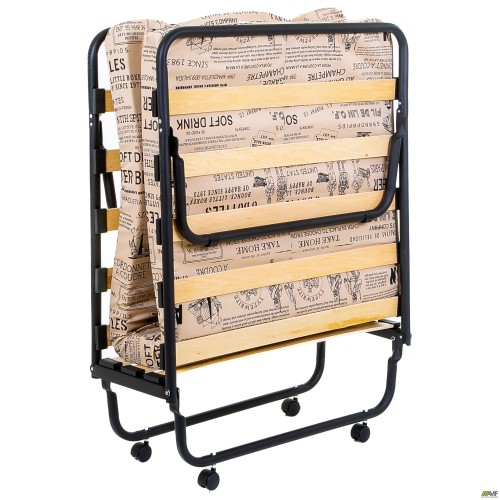 Classic folding cot black with mattress 1900×800 Newspaper H-113 (Americana)