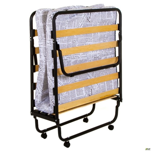 Classic folding cot black with mattress 1900×800 Newspaper H-47 (Press)